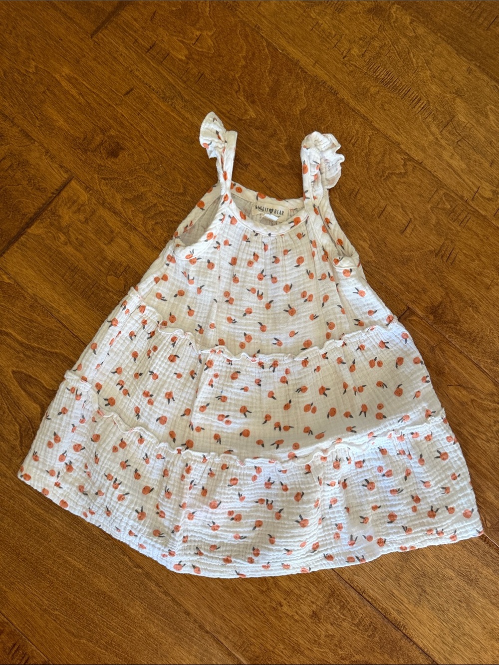 White Sundress with Peach Print - Kids Dress